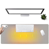 Warm Desk Pad, Heated Mouse Pad, Keyboard Mat, Electric Heating Desk Pad With 5 Heating Levels & 3 Hours Auto Shut-Off, Pu Leather Office Desk Mat, 31.5" X 13" Large (Grey)