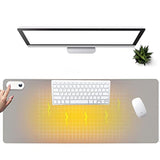 Warm Desk Pad, Heated Mouse Pad, Keyboard Mat, Electric Heating Desk Pad With 5 Heating Levels & 3 Hours Auto Shut-Off, Pu Leather Office Desk Mat, 31.5" X 13" Large (Grey)
