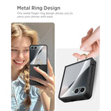 Miimall Thin for Samsung Flip 7 Case with Ring Holder, Tempered Glass Screen Protector & Military Grade Protection Ultra Slim Shockproof Full Body Heavy Duty for Z Flip 7 Cover Shockproof, Black