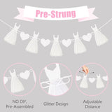 Pre-Strung White Wedding Dress Banner Sign 9.8FT, Glitter Paper