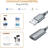 Usb A To Lightning Audio Adapter Cable Usb 3.0 Male To Lightning Female Hifi Audio Headphones Converter Fit With Usb A Macbook Computer Pc Support Volume Control Mic Nylon Braided (Grey)