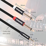 2Pack 3.3Ft 3.5Mm Trs To Dual 6.35Mm Stereo Cable 1/8 Trs To Dual 6.35Mm 1/4 Ts Mono Y Splitter Audio Cord Adapter For Smartphone, Mixer,Pc, Cd Player, Speakers And Home Stereo System