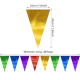 20M/65Ft Colorful Triangle Pennant Banner Flag Metallic Fabric Bunting Garland For Christmas Graduation Wedding Engagement Anniversary Bachelorette Birthday Bridal Shower Valentines Hen Party Supplies