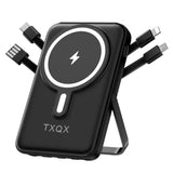 Wireless Portable Charger 10000Mah, Magnetic Power Bank With Built-In Cables Led Display,Mag-Safe Battery Pack With Stand 22.5W Pd Fast Charging For Iphone 16/15/14/13/12/Pro/Mini/Pro Max (Black)