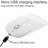 Tsmine Bluetooth Wireless Mouse - Slim Rechargeable, Noiseless Click & 3 Adjustable DPI Levels for Laptop, Tablet, iMac, MacBook Air - White