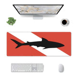 Vintage Shark Scuba Dive Flag Mouse Pad, Large Extended Rubber Base Office Desk Mat Mice Pad 31.5 X 11.8 Inch