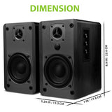 BT27 Active Powered Bluetooth Bookshelf Speakers - 60W RMS Studio Monitor Speakers for PC, TV, Turntable - High Fidelity Wooden Enclosure with Remote