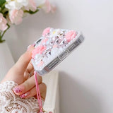 Bling Diamond Case for Google Pixel 10 Pro XL with Pearl Bracelet Strap Cover,Pink 3D Sparkly Shiny Crystal Rhinestones Flower Girly Shockproof Phone