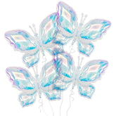 4 Pieces Iridescent Butterfly Balloons, 25.6 Inch Large Butterfly Foil Mylar Balloons, Butterfly Balloon Decorations For Birthday Wedding Baby Shower Themed Party Supplies