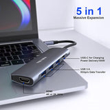 Usb C Hub Multiport Adapter, Usb C Dongle 5-In-1 With 4K Hdmi,3 Usb 3.0 Port,1