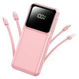 Portable Charger with Built in Cable - Power Bank Fast Charging 22.5W USB C 10000mAh LED Display Travel Battery Pack 5 Outputs & 3 Inputs for iPhone