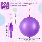 24 Pcs Purple Punch Balloons Bounce With Rubber Band Handle Punching Balloon Heavy Duty For Birthday Party Favors, Kids (Purple)