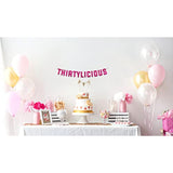 Thirtylicious Pink Glitter Banner - Happy 30Th Birthday Party Banner - 30Th Wedding Anniversary Decorations - Milestone Birthday Party Decorations