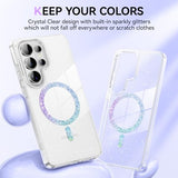 Magnetic for Galaxy S26 Ultra Case 2026, Cute Clear Sparkly Glitter Anti-Yellowing Slim Bumper Compatible with Magsafe Shockproof Protective