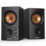 Active Bookshelf Speakers, 50W BT Home Speakers, 3 Woofer, 1 Silk Dome Tweeter PC Speakers, RCA Speakers for Desktop/Turntable/TV, Bass & Treble