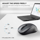 2.4G Wireless Mouse For Laptop, Ergonomic Computer Mouse With Usb Receiver And 3 Adjustable Levels, 6 Button Wireless Mice For Windows Mac Pc Notebook (Grey)