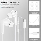USB C Earphones Wired Headphones for iPhone 17 17 Pro Max Plus Air 16 16e 15 Ear Buds USB C Wired Earbuds Type C Headphones for Galaxy S26