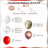 124 Pcs Christmas Balloon Arch Kit Red, Gold & White Winter Wonderland Decor