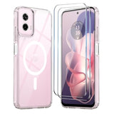 Clear Magnetic Case for Motorola Moto G Power 2024 with Screen Protector, Compatible with MagSafe, Shockproof Transparent Cover for Motorola G Power 5G 2024