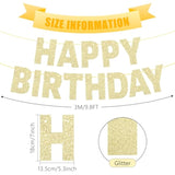 Pre-Strung Glitter Gold Happy Birthday Banner for Party Decorations