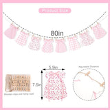 Pink Gingham Baby Dress Bodysuit Banner Floral Bow Baby Shower Decor