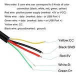 Usb 2.0 Male 5 Pin To Bare Wire Pigtail Open End Cables 5 Cores Usb A 5V 5A Power Charge 480 Mbps Quick Charge Data Transmission Wires Diy Connector Replacement Cord 20Awg -1M/3.2Ft 2Pcs