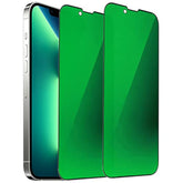 2 Pcs Anti-Blue Privacy Tempered Glass Mirror Anti-Spy Screen Protector Anti-Peeping Film Compatible With Iphone 14 Plus /Iphone 13 Pro Max, 6.7 Inch Electroplated 9H Hardness Anti-Scratch (Green)