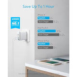 Anker Charger, 40W 4-Port USB Phone Charger with Foldable Plug, PowerPort 4 for iPhone 14/13 Series, iPad Pro/Air/Mini, Galaxy S23/S22/S21, Note 20 Ultra, LG, Nexus, HTC, and More