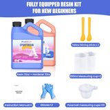 Epoxy Resin Kit, 64Oz Kit Crystal Clear Resin Epoxy, Bubble Free, No Yellowing, Uv Resistant, Food Safe With Foil Flakes, Sequin, Easy Mix 1:1 For Diy Crafts Jewelry Making(32Oz X 2)