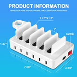 Charging Station For Multiple Devices, 50W 6 Ports Charging Dock With 6 Cables Compatible With Cellphone,Tablet, Kindle, Apple Watch And Other Electronic