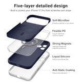 Midnight Blue Magnetic Case for iPhone 17 Pro, Compatible with Magsafe, Classic Liquid Silicone Phone Case with Integrated Camera Control Button and Anti-Scratch Microfiber Lining