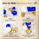 Royal Blue And Gold Balloon Garland Arch Kit, Party Decorations With White And Gold Confetti Latex Balloons For Anniversary, Wedding, New Year, Graduation, Birthday