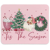 Pink Christmas Mouse Pad Desk Decor,Pine Tree Decor Mouse Pad Farmhouse Christmas Desk Decorations,Winter Holiday Sant Xmas Decorations For Laptop Gaming Non-Slip Rubber Base,9.5X7.9 In