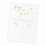 Gender Reveal Signature Voting Self-Standing Sign, Boy Or Girl - Minimalism Ivory - What Will Baby Be Guess He Or She Game For Baby Shower Party, Party Favor & Decoration(11"X 15") -A07