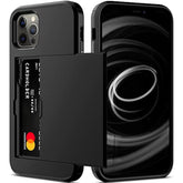 For 12/12 Pro Case With Card Holder Heavy Duty Protective Dual Layer Shockproof Hidden Card Slot Slim Wallet Cover For 12/12 Pro For Men&Women(Black)