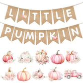 Fall Pink Little Pumpkin Burlap Baby Shower Banner Autumn/Halloween Decor