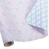 Reversible Baby Shower Wrapping Paper Roll - 17 Inches X 33 Feet (47 Sq. Ft. Ttl.) - Pink Bows & Blue Quilted Diamond Design For Neutral Birthday, Baby Shower, Boys Girls Kids