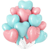Pink Blue Balloons,12Pcs 18 Inch Macaron Foil Love Heart Shaped Balloons For Boy Girl Gender Reveal Bridal Engagement Wedding Anniversary Birthday Party Graduation Valentines Day Decorations