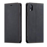 For Iphone Xr Case, Premium Pu Leather Cover Tpu Bumper With Card Holder Kickstand Hidden Magnetic Adsorption Shockproof Flip Wallet Case For Iphone Xr (6.1 Inch) - Black