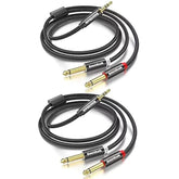 2Pack 3.3Ft 3.5Mm Trs To Dual 6.35Mm Stereo Cable 1/8 Trs To Dual 6.35Mm 1/4 Ts Mono Y Splitter Audio Cord Adapter For Smartphone, Mixer,Pc, Cd Player, Speakers And Home Stereo System