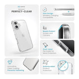 Speck Presidio Perfect Clear iPhone 16 Case - Slim Phone Case