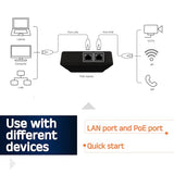 Portable Combo (Passive 24V/50V & Active Af/At) Poe Injector Compatible With Dewalt/Milwaukee Battery Feed | Battery Powered | 1 Gigabit Full Duplex Passthrough | Up To 50 Watt Power Supply | Ethernet