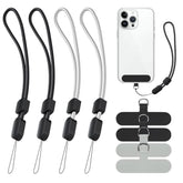 4-Pack Adjustable Phone Lanyard Wrist Straps for iPhone and Android Black Grey