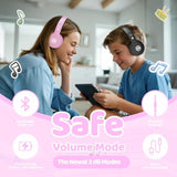 Kids Headphones Bluetooth 5.3 60H Play Time Wireless Kids Volume Limited 85 /110Db Over Ear Foldable Protection Headset With Mic Aux 3.5Mm For Boys Girls Child School Pad Tablet Pink
