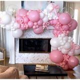 Pastel Pink And White Balloons Arch Kit, 118 Pcs Light Baby Pale Pink Bow Balloon Garland Mit 18 Inch Clear Balloons*3, Macaron Pink Long Balloon As Bow Decor For Girls Birthday Baby Shower Decoration