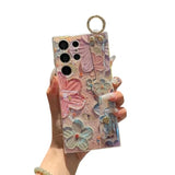 For Samsung Galaxy S25 Ultra Case 6.9" With Wrist Strap Imd Cute Cartoon Flower Pattern Design Silicone Shockproof Protective Phone Cases For Girls & Women - Colour Oil Painting Flowers