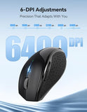 Wireless Mouse Rechargeable,Mouse For Laptop Computer,2.4G Usb Computer Mice Wireless,6 Button 6400 Dpi Ergonomic Silent Mice,Portable Cordless Travel Mice-Wide Compatibility