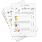 Baby Shower Emoji Pictionary Game, Baby Shower Games For Boy Or Girl, 50 Cards, Minimalist