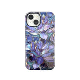 Purple Lotus Flower Case for iPhone 15, Aesthetic Cute Floral Phone Case for Women, Protective Hybrid 2-Layer Hard Shell Silicone Cover Durable Shockproof Phone Cover