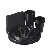 175 Pcs Black Party Supplies Disposable Dinnerware Set Plastic Plates And Paper Napkins Cups Silverware Serve 25 Sets For Birthday Bridal Shower Wedding Engagement Graduation Parties